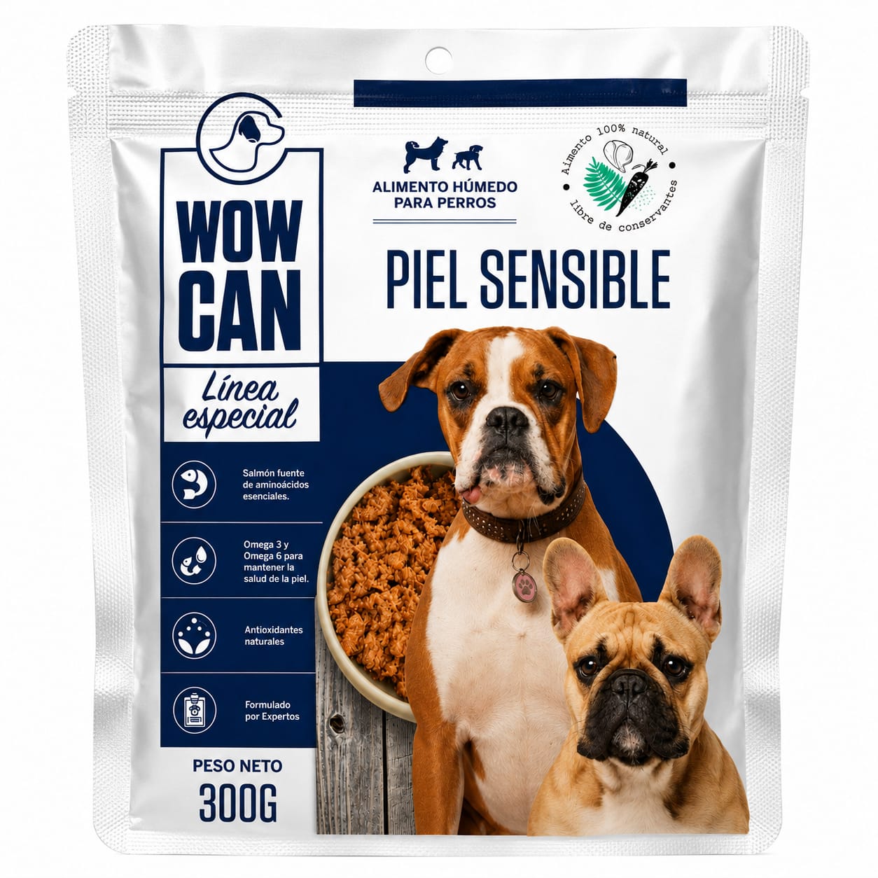 Wow Can Piel Sensible Alimento Natural Cocinado al Vapor 300 gr